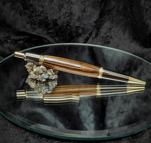 Gunmetal gold wooden click pen