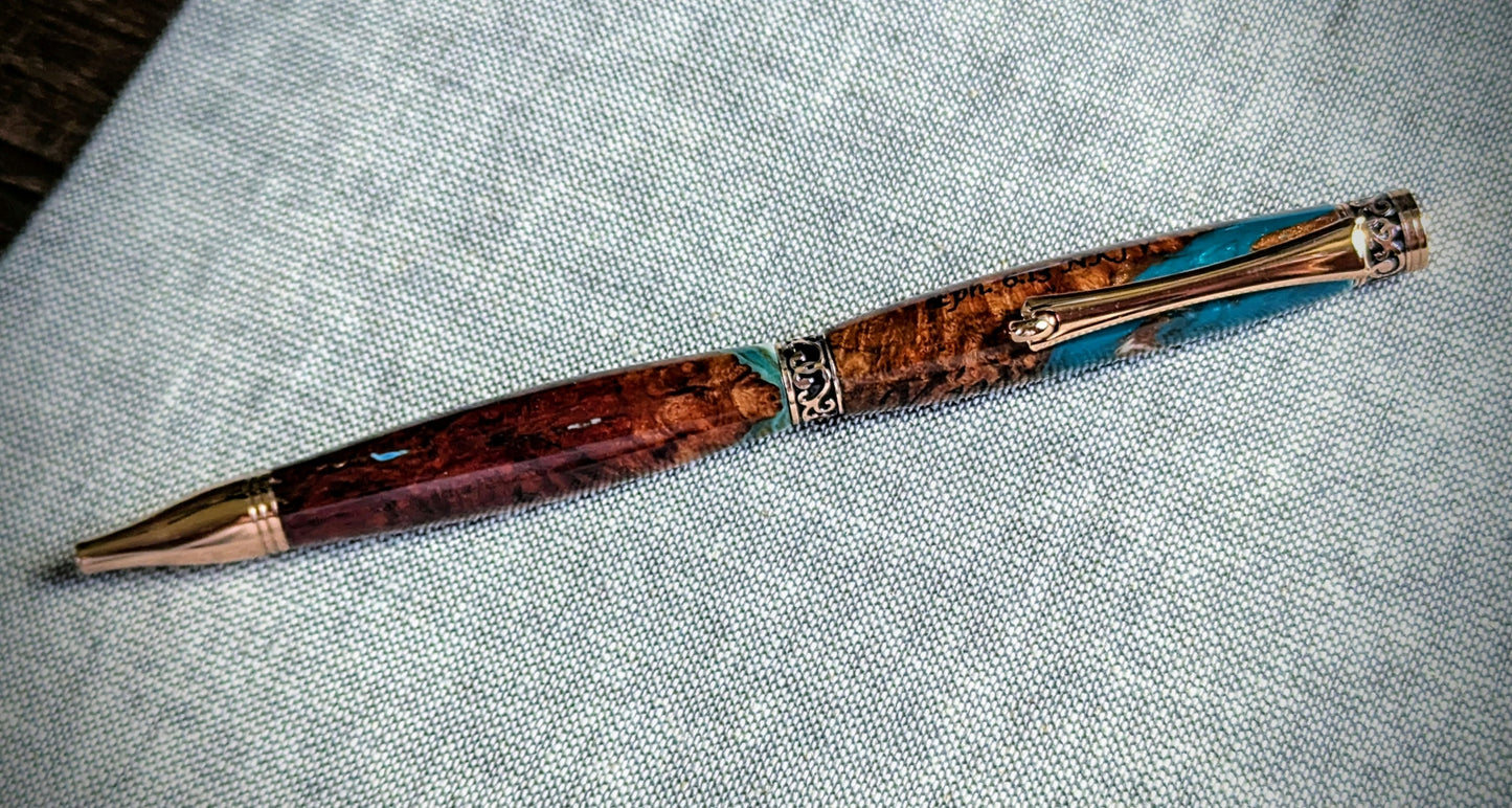 Custom engraved elegant wooden resin hybrid pen