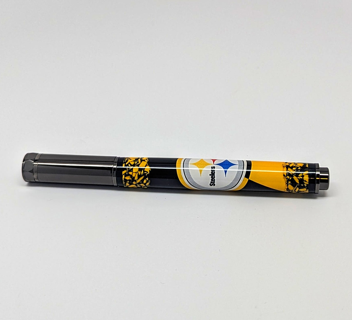 Steelers rollerball made with Stadium seating w/magnetic cap (Gun metal)