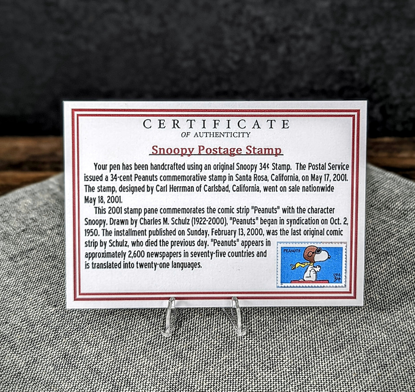 Snoopy Flying Ace Rollerball collectible stamp (Made to order)