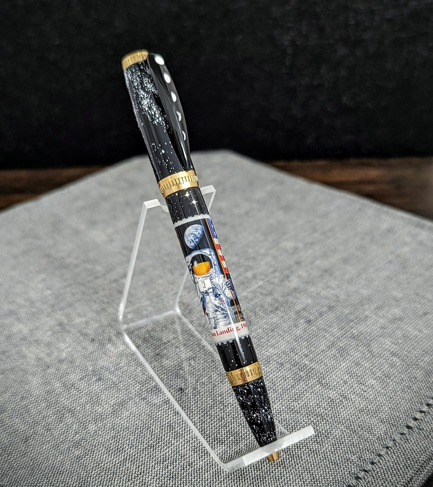 Apollo 11 collectable stamp w/ collectable coin moon landing twist pen- 1 set includes- 1 pen, 1 collectible coin, 1 COA