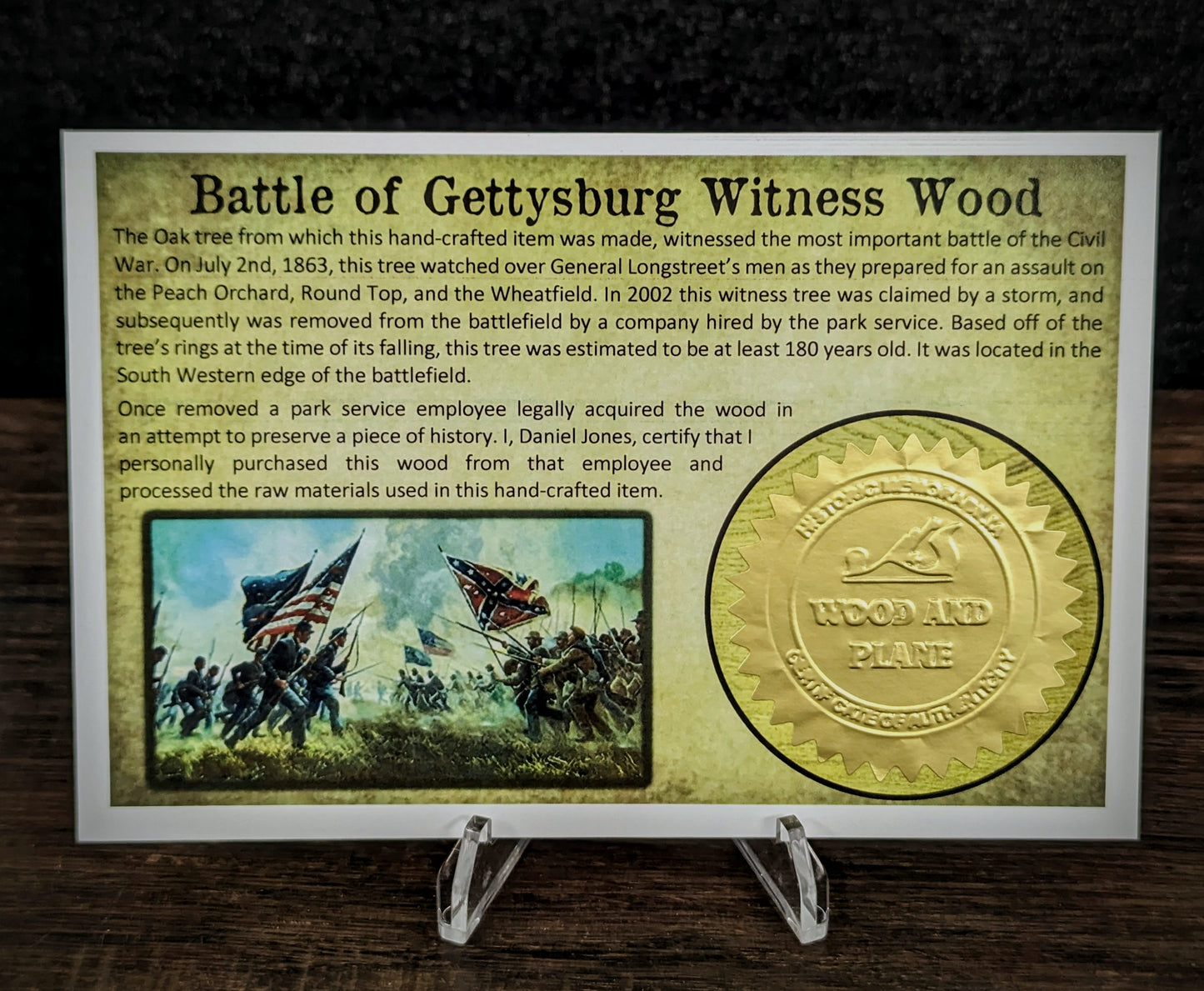 Civil war bullet w/ collectable stamp and Witness Wood