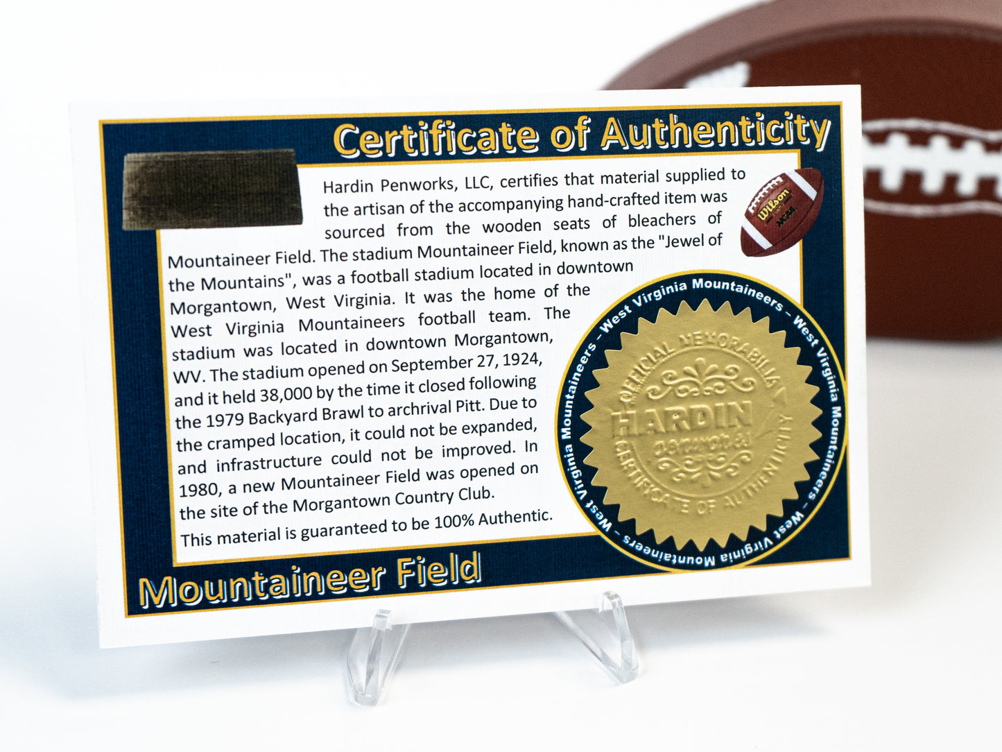 West Virginia Rollerball made with stadium seating w/magnetic cap