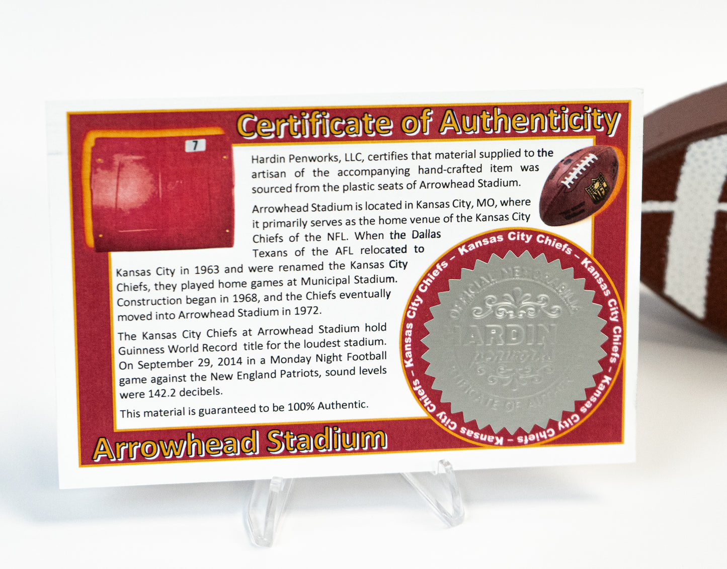 KC Chiefs Rollerball made with stadium seating
