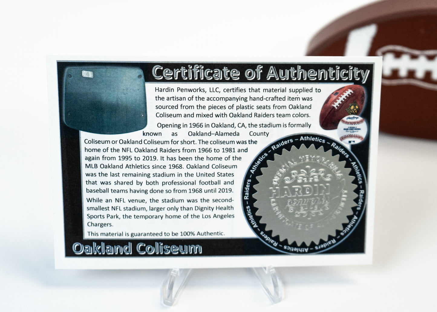 Raiders made with stadium seating w/magnetic cap