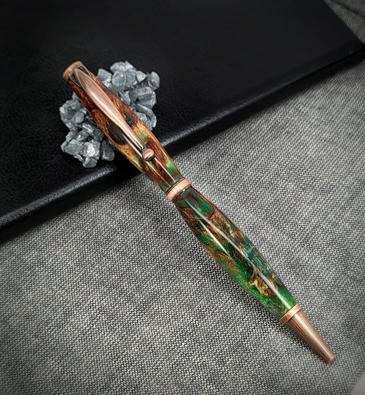 Green and copper twist pen