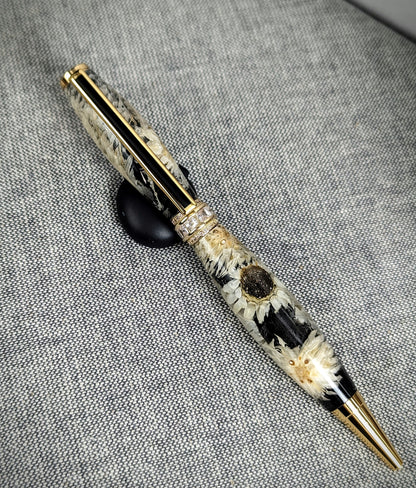 Elegant black floral pen