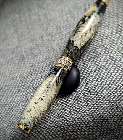 Elegant black floral pen