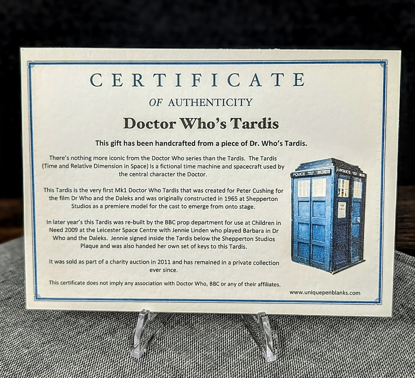 Doctor Who TARDIS wood and Dalek collectible stamp