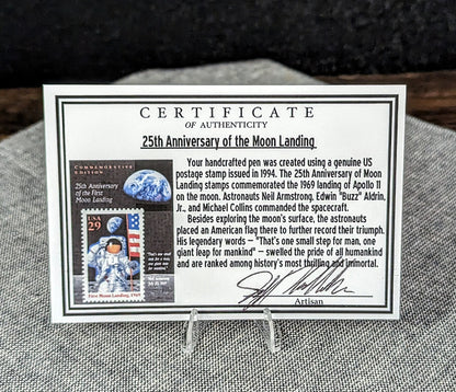 Apollo 11 collectable stamp w/ collectable coin moon landing twist pen- 1 set includes- 1 pen, 1 collectible coin, 1 COA