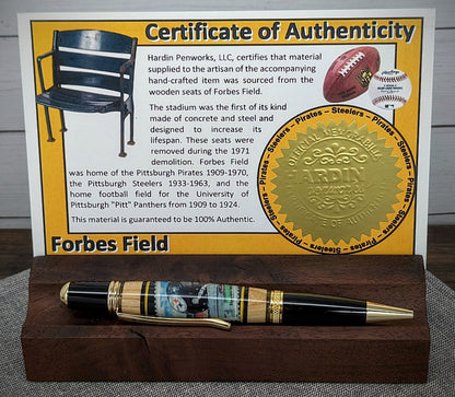 Pittsburgh Steelers Forbes Field stadium seating with Steelers commemorative stamp