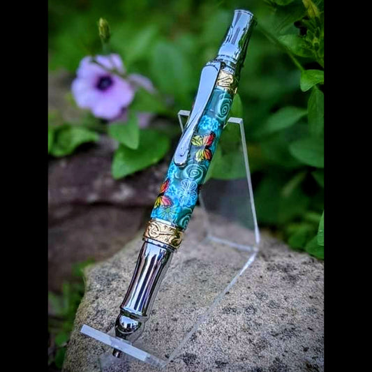 Butterflies with Turquoise Flowers