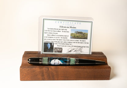 Dark Lord Voldemort Collector’s Pen – Made with Wood from Eilean na Moine & UK Voldemort Stamp